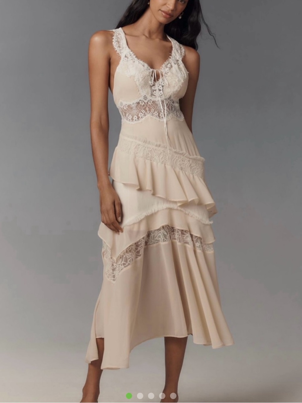 Anthropologie Bridal Ivory Lace Tiered Midi Dress- wedding/engagement/shower